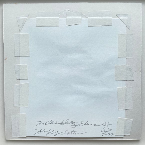 Fuzzy Lotus - Original Art Handmade Watercolor Artwork Painting 10"x10" - Picture 3 of 4